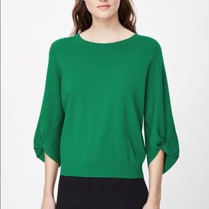 COS Green Knitted and Gathered Sleeves Top